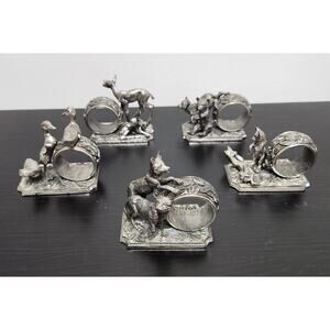 Vintage Franklin Mint Animals At Play-Napkin Ring Holder-5pz